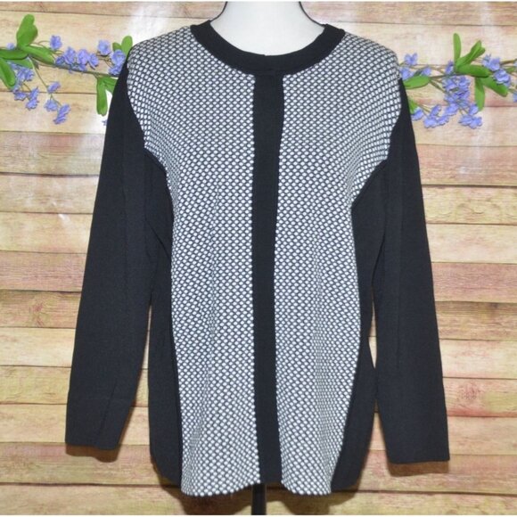 Jones New York Womens Plus 2X Black & White Snap Up Cardigan Sweater Career NICE - Picture 1 of 9